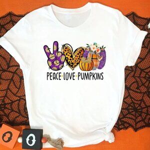 Peace Love Pumpkin Tshirt, Halloween Pumpkin Shirt, Funny Thankgiving Shirt